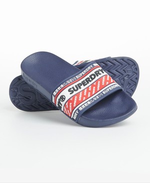 Superdry Retro Pool Női Papucs Sötétkék | AHYCN7580